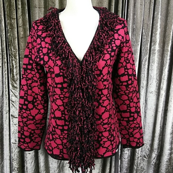 Size Medium Petite Ruby Rd Red/Black Sweater - Picture 3 of 8